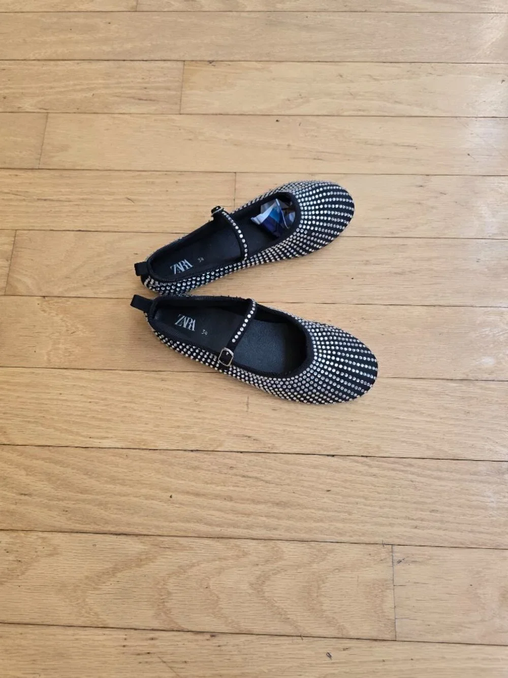 Zara | silver rhinestone black BalletCore falts  | KIDS 3